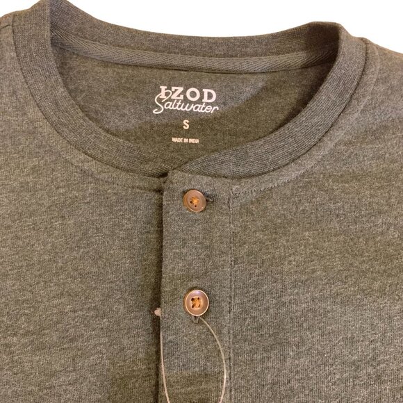Izod Saltwater Henley Long Sleeve Shirt S Deep Forest - Picture 6 of 9